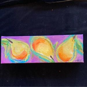 Summer Pears On lavender Original Acrylic Painting  12”x4”x1.5”on canvas